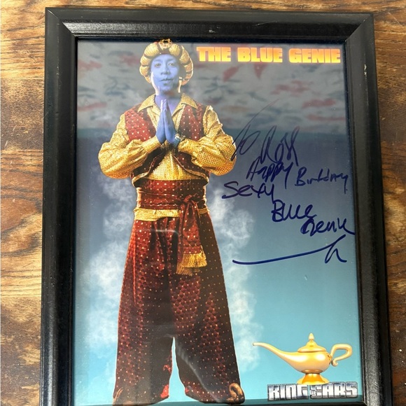 Vintage Signed The Blue Genie Framed Photo - Picture 1 of 6